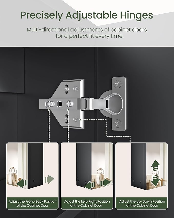 Bathroom Medicine Cabinet, Wall-Mounted Bathroom Vanity with Mirror, Bathroom Medicine Cabinet with Storage Function, Hanging Storage Cabinet, Adjustable Shelves, Black