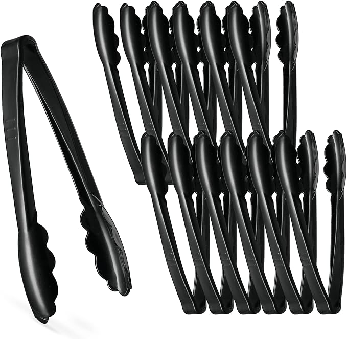 [Clear Tongs 12'' Inches] Plasticpro 12'' Serving Tongs Heavy Duty Reusable Kitchen and BBQ Clear Serving Tongs for party's, Caterings, Events, Buffet, Weddings, And every Day use Pack of 12