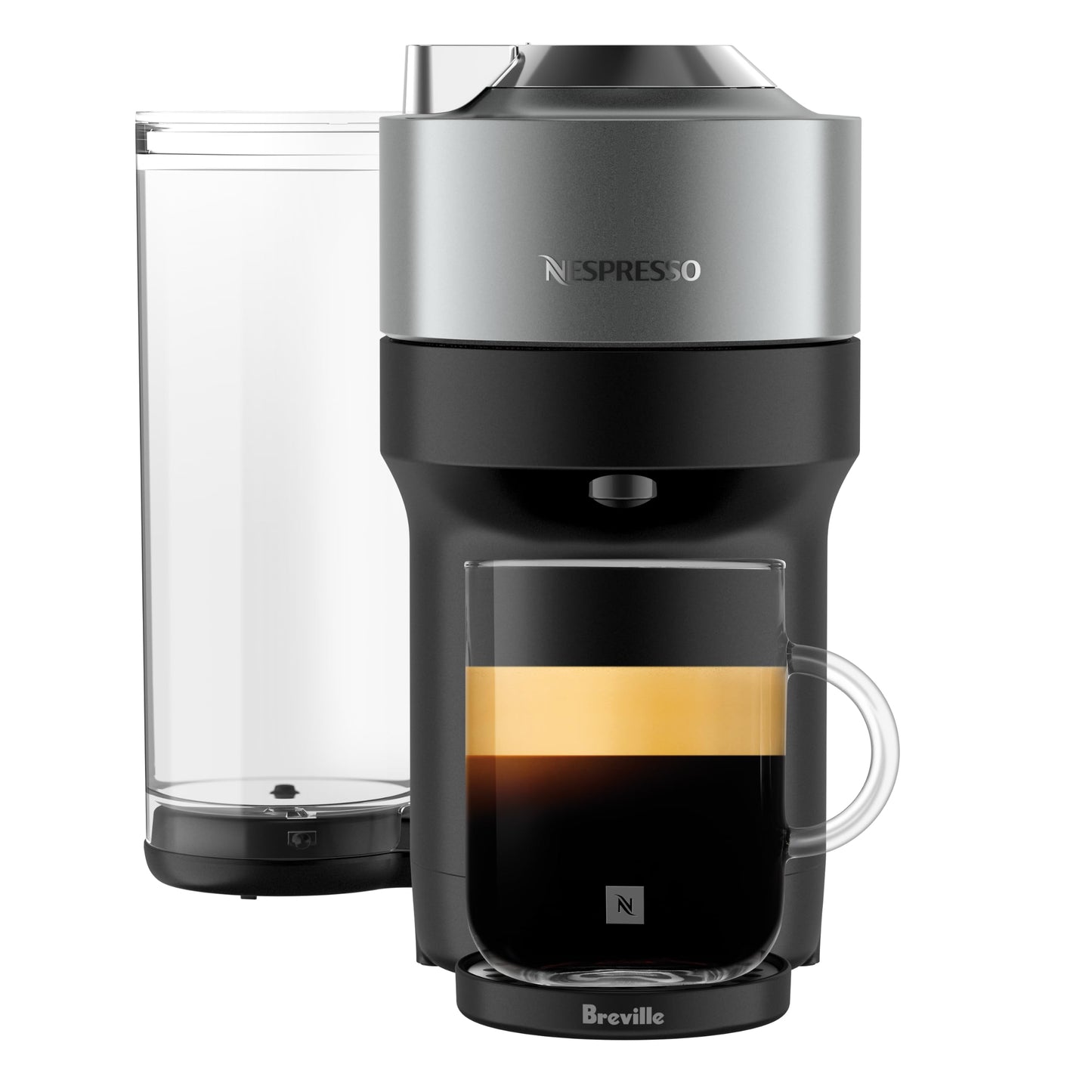 Nespresso Vertuo Pop+ Deluxe Coffee Machine with Milk Frother, Titan Silver