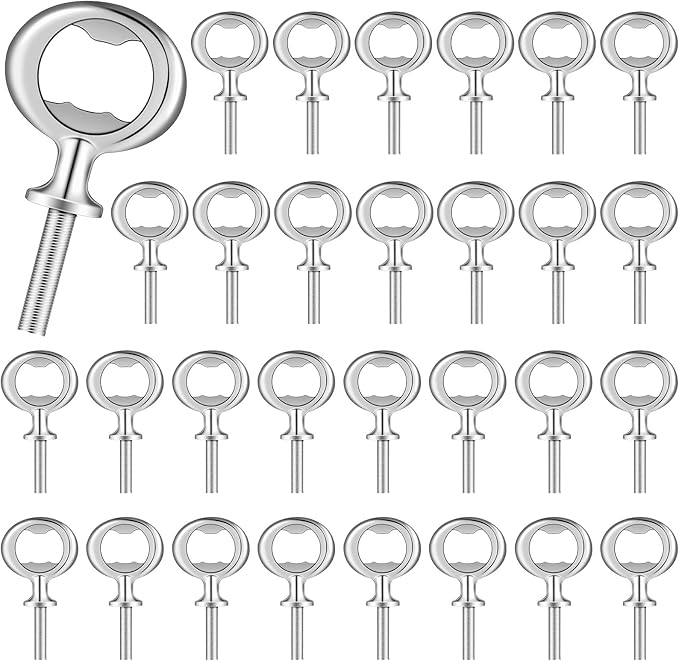 Cunhill 30 Pcs Metal Bottle Opener Insert Blank Bulk Kits DIY Parts, Silver