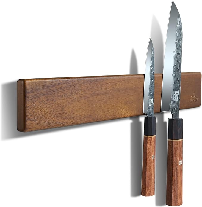 Magnetic Knife Holder for Wall, 10 Inch Acacia Wood Knife Strip, No Drill