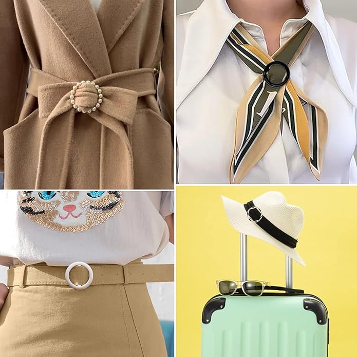 18 Pcs Shirt Ties Clips For Women, T Shirt Tie Or Rings Clips For Women For The Side, Scarf Ring Clip Tightener For Loose Clothes Corner Knotted Button Fashion Metal Round Circle Shirt Clip Buckle