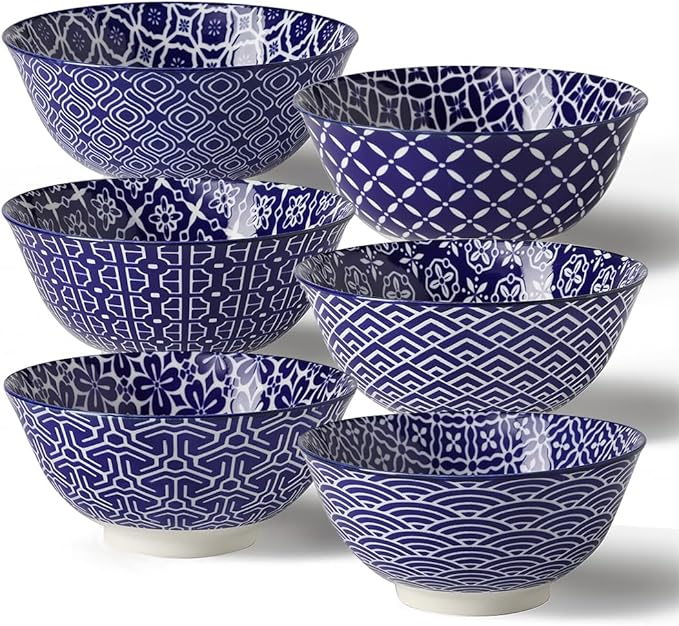 Metahom Small Ceramic Bowls, Colorful Dessert Bowls 10 Oz, Set of 6
