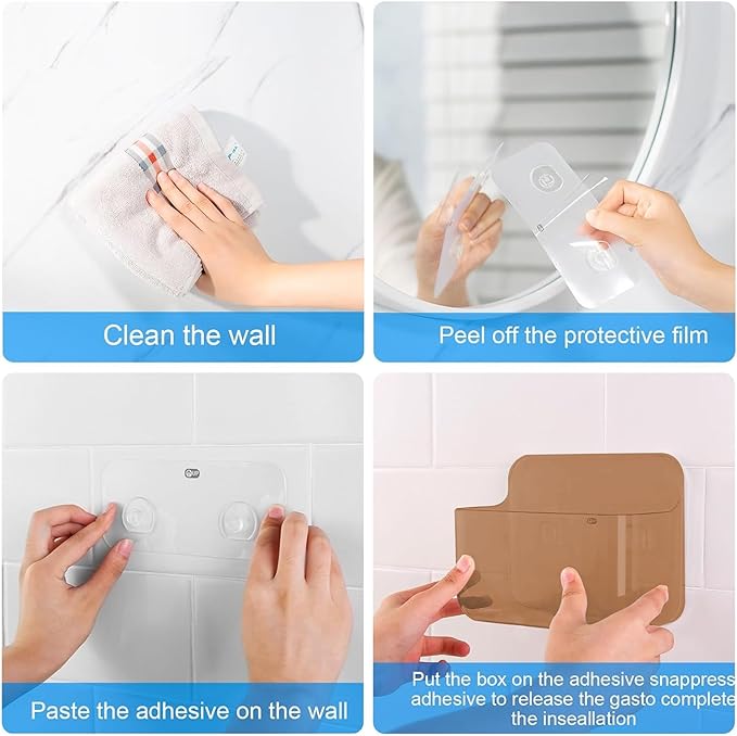 CGBE 2 Packs Cabinet Door Organizer, Acrylic Adhesive Shelf Wall Mounted Storage, Self Adhesive Shower Shelves Without Drilling, Automatic Draining Clear Shower Organizer for Bathroom (Amber)