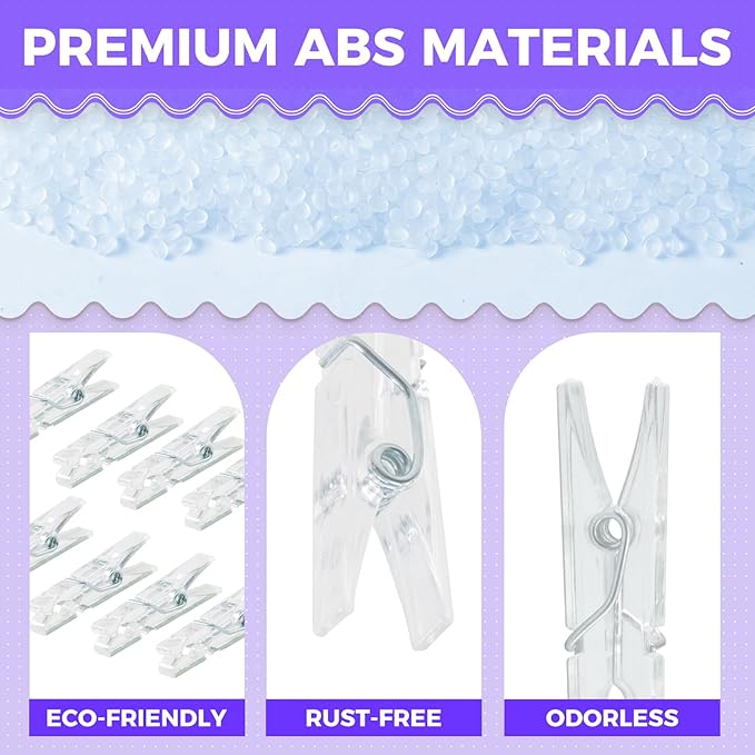100PCS Baby Shower Clothespins Games Girl Plastic Clothes Pin with Waterproof Bag Mini Clear Pin Bulk 1.37 inch for Party Decorations, DIY Crafts