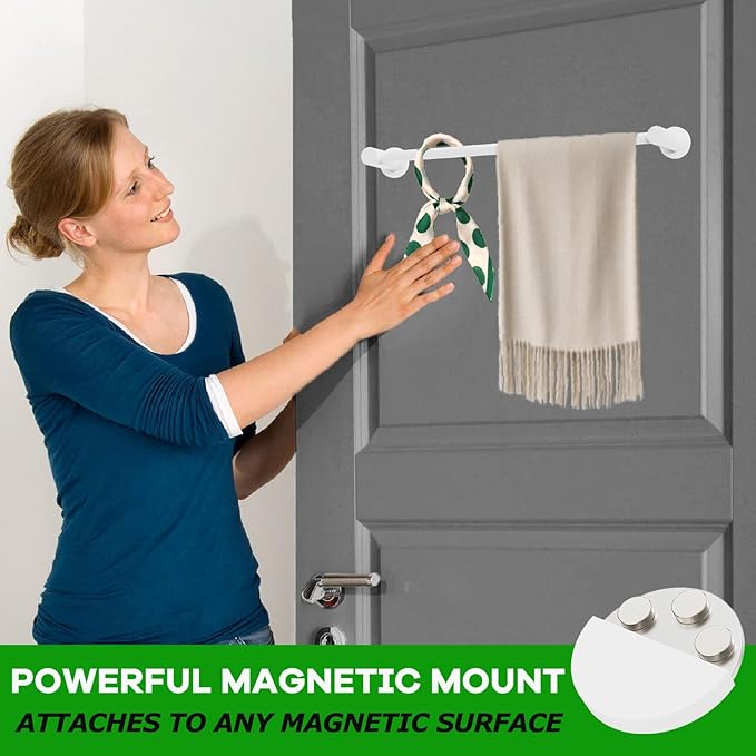 ULIBERMAGNET Magnetic Towel Holder, Magnetic Towel Rail White with Adjustable Length, Non-Slip Stainless Steel Towel Rail for Refrigerator, Oven, Dishwasher, Cabinet, Laundry (2 Pack)