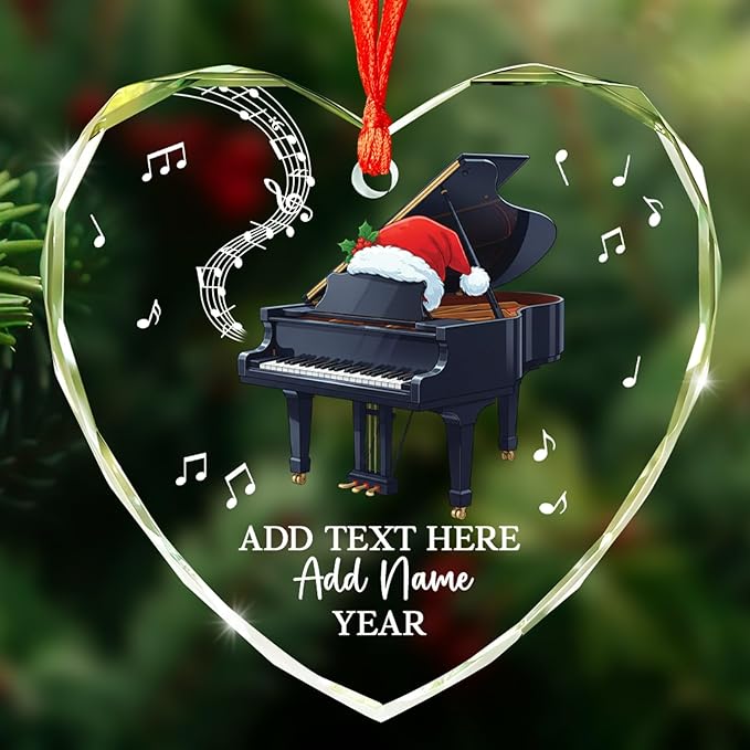 Personalized Oboist Christmas Glass Ornament 2026, Oboe Teacher Christmas Tree Ornaments, Custom Text Name & Year Oboe Ornament Gift for Student Friend, Musical Instruments Xmas Decorations