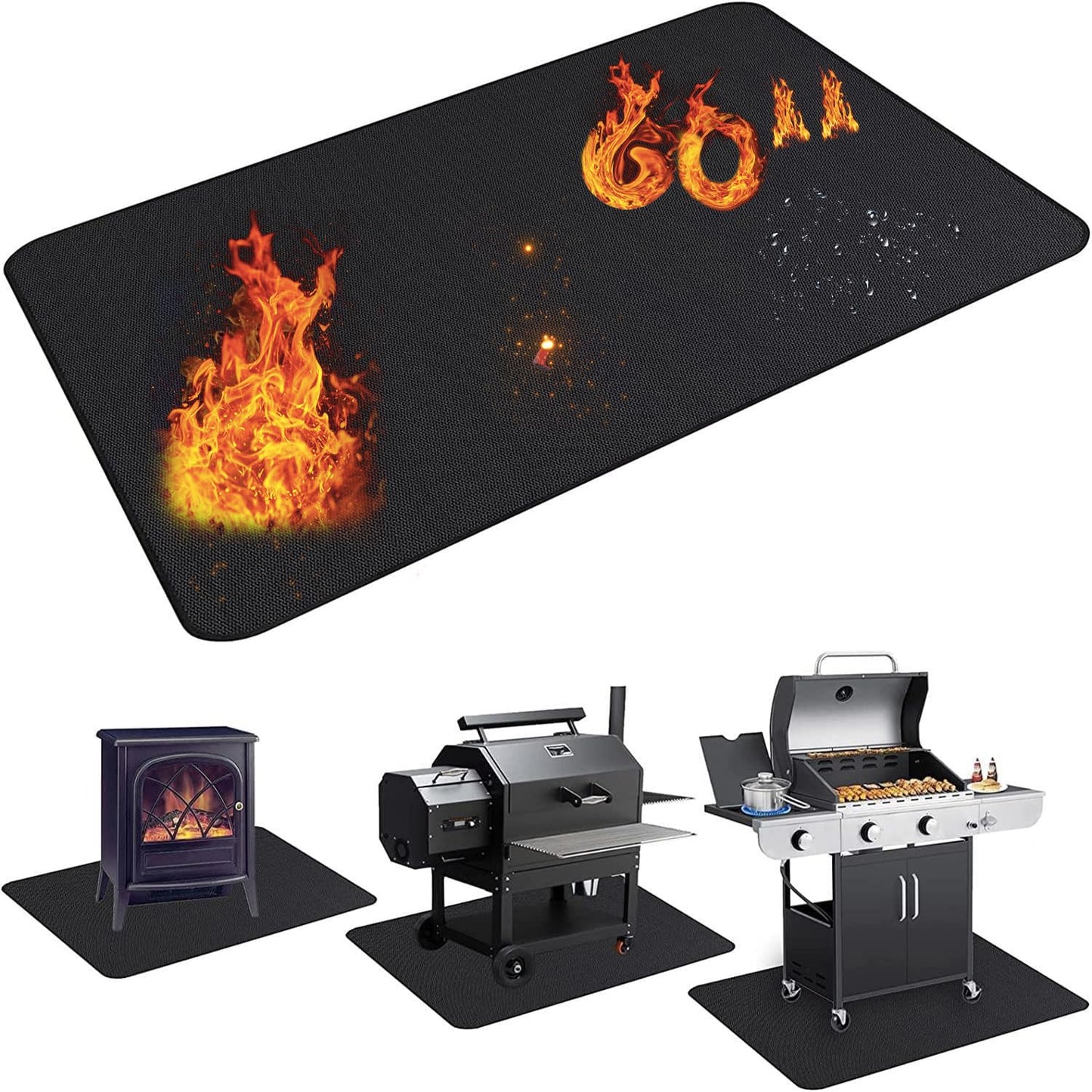 UBeesize 60x36 inch Under Grill Mat for Outdoor Grill Deck Protector