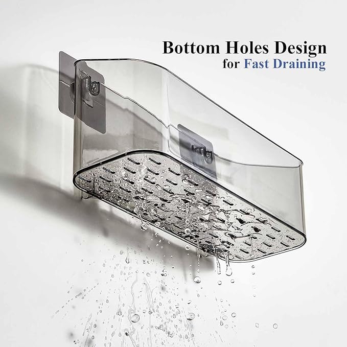 UNIKON Bath Toy Storage Holder Bathtub Toy Organizer, Large Capacity Shower Caddy for Bathroom, Clear Black, 2 Pack