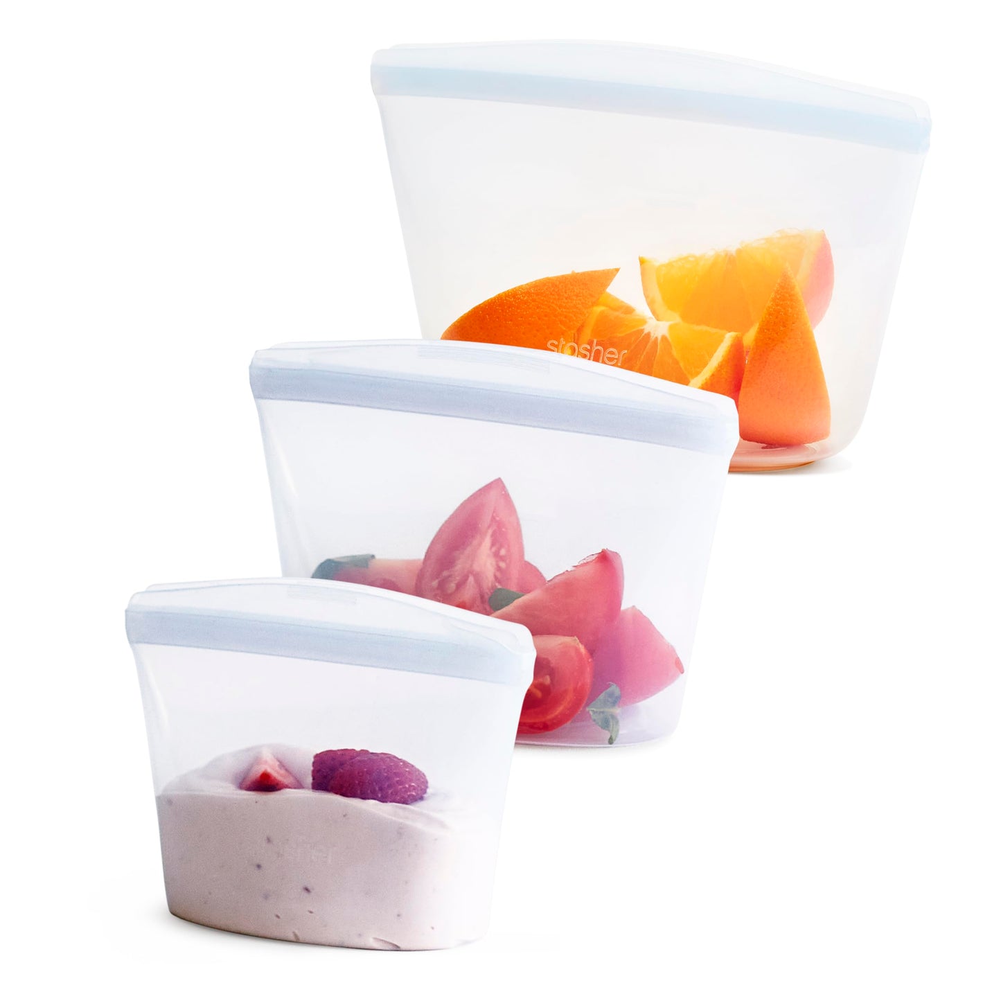 Stasher Premium Reusable Silicone Food Storage Bags, 2-Pack, Clear