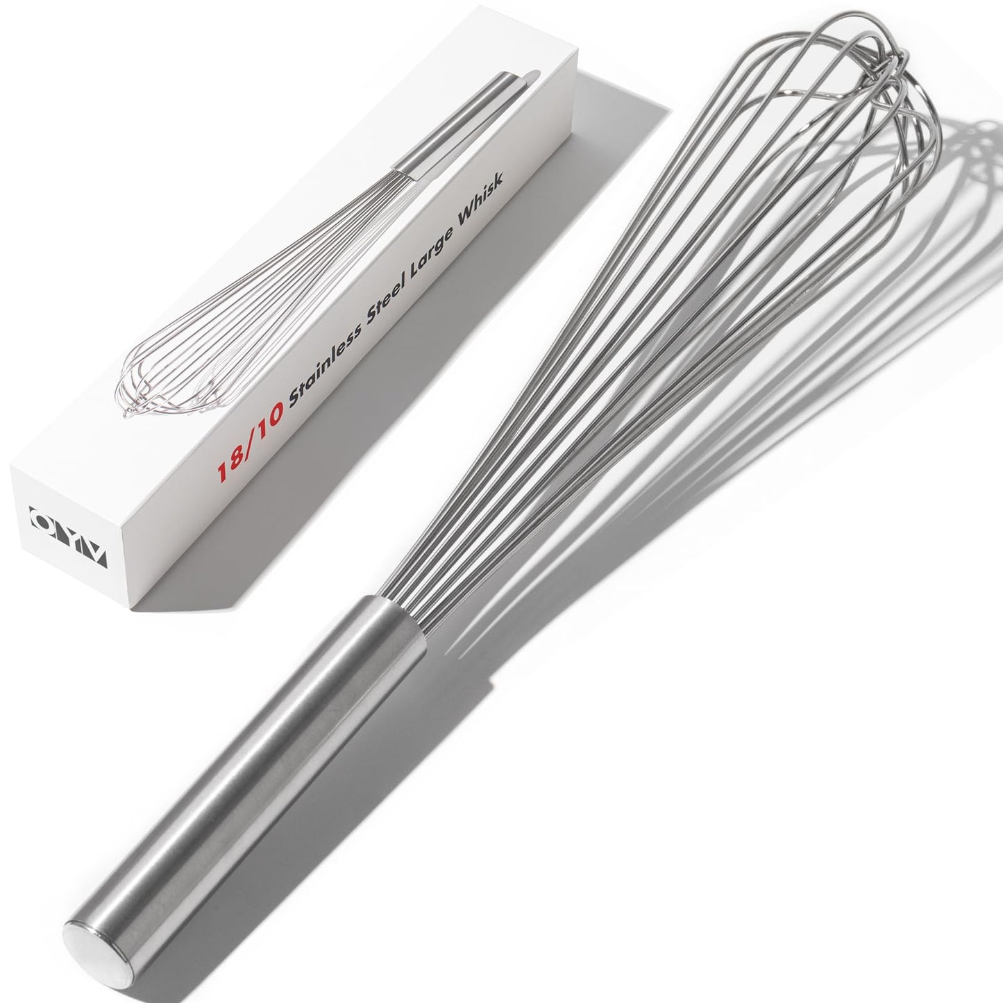 OYV 18/10 Stainless Steel Whisk, Ergonomic Handle, Dishwasher Safe Metal Whisk, Professional Wisk for Kitchen Cooking, Perfect for Blending, Whisking, Baking, and Beating, 10-Inch Wire Wisk