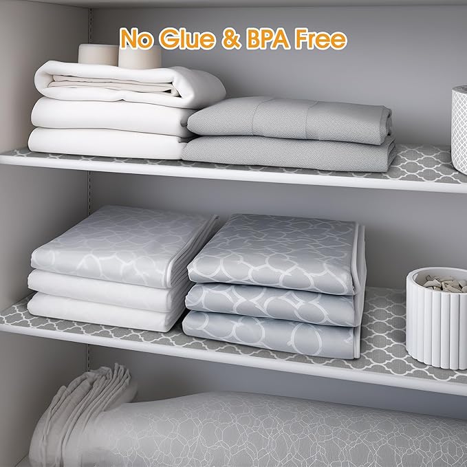 Shelf and Drawer Liner for Kitchen Cabinets Non-Adhesive, Strong Grip Non-Slip Thickened Cabinet Liners for Shelves, Waterproof Mats for Dresser Cupboard, Gray, 17 in x 10 Feet