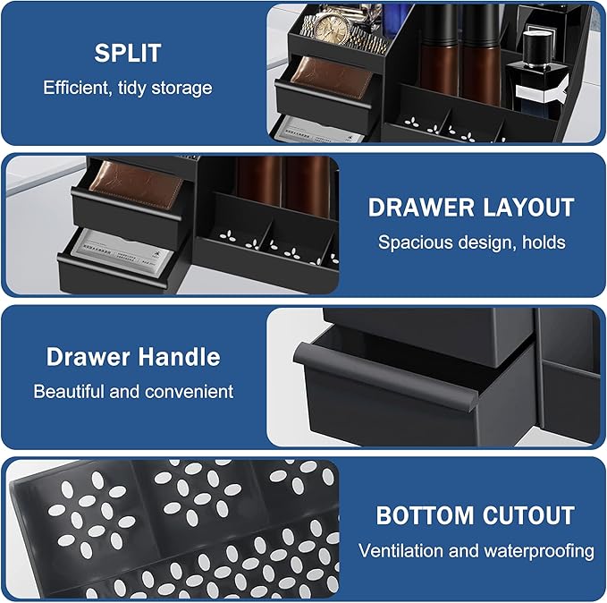 Cologne Organizer for Men, Perfume Organizer, Bathroom Counter Organziers and Storage, Black Mens Cologne Organizer, Perfume Display Stand for Vanity, Cologne Shelf for Mens Dresser, Bedroom