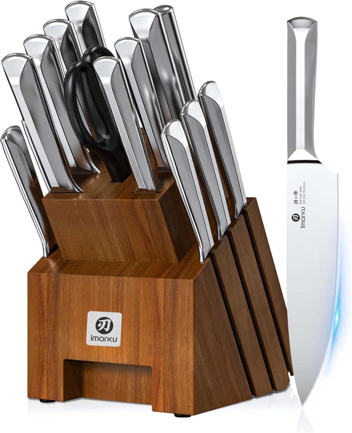 imarku 14-Piece Kitchen Knife Set, High-Carbon Stainless Steel,Pink