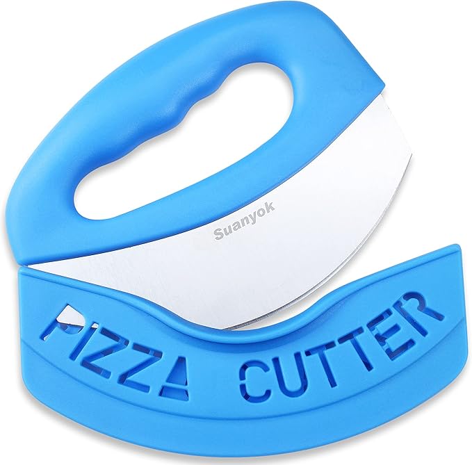 Suanyok Pizza Cutter Stainless Steel Rocker Blade with Cover(Gray)