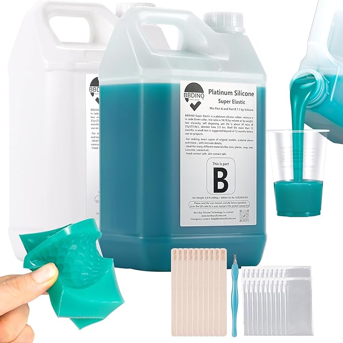BBDINO Super Elastic Silicone Mold Making Kit 8A Clear 1 Gallon 8.8 lbs