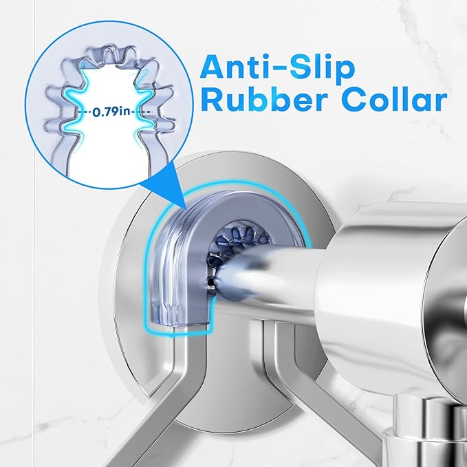 Aluminum Alloy Hanging Shower Caddy for Handheld Shower Heads,Rustproof Hose Shower Organizer 4 Levels Height Adjustable Shower Rack with Hooks,Razor Holder,Soap Holder