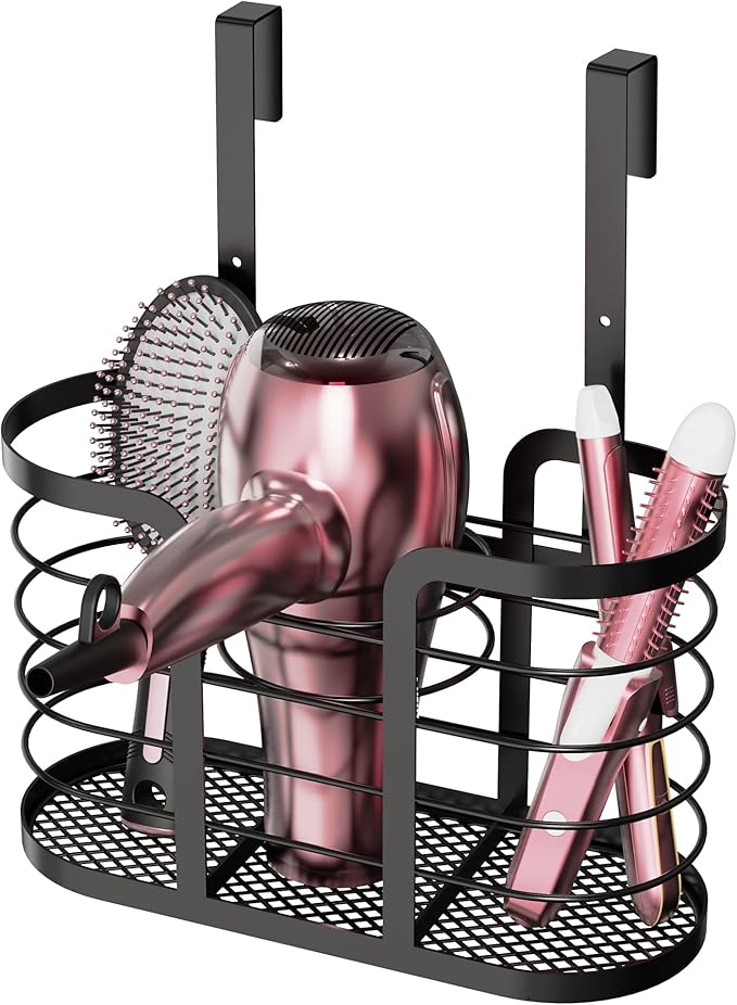 YIGII Hair Tool Organizer - Dryer Holder/Blow Holder Cabinet Door, Bathroom Care & Styling Tools Storage Basket for Dryer, Flat Irons, Curling Straighteners