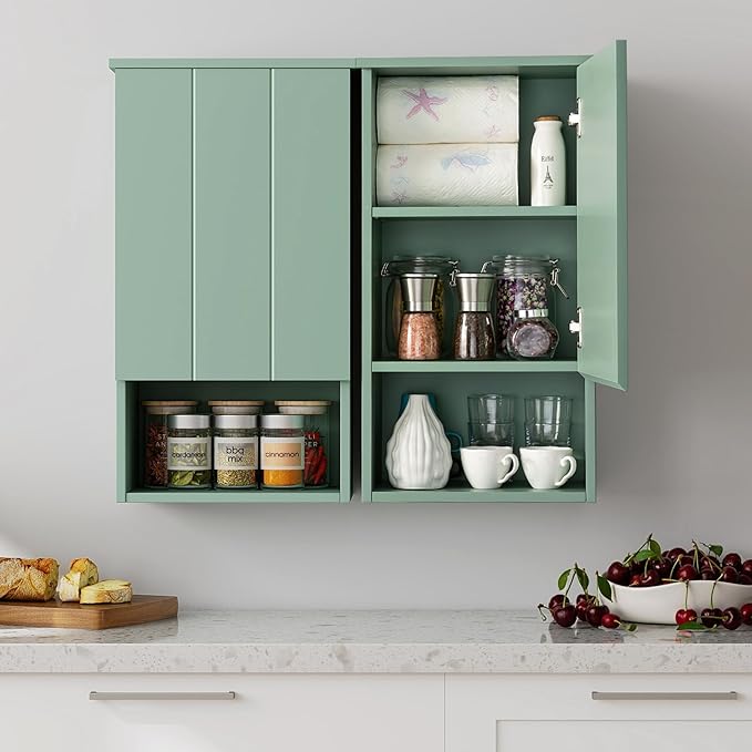 Bathroom Wall Cabinet with Single Door, Soft-Close Hinges, 15x27 inch Wooden Medicine Cabinet for Small Kitchen, Laundry, Entryway, Durable MDF Construction