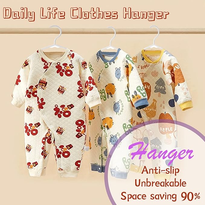 Kids Hangers - 100 Pack, 11.5 Inch White Baby & Toddler Hangers for Closet - Ideal for Baby Standard Use