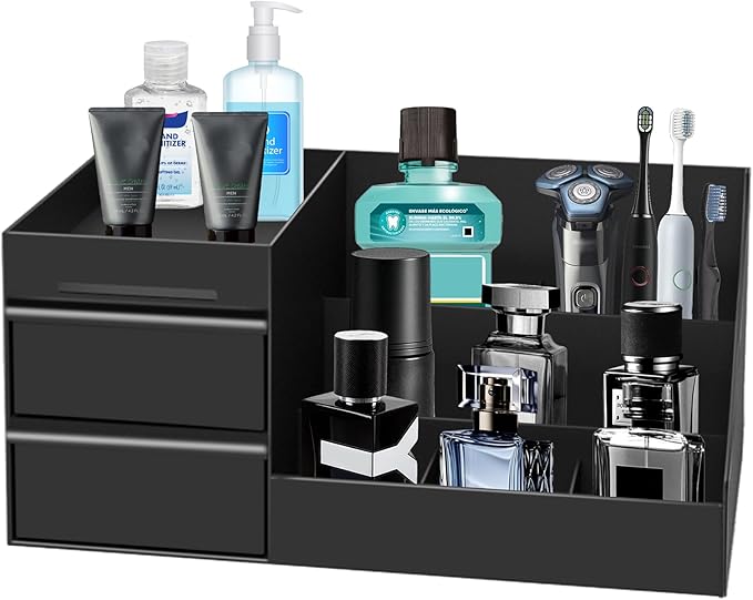 Cologne Organizer for Men, Perfume Organizer, Bathroom Counter Organziers and Storage, Black Mens Cologne Organizer, Perfume Display Stand for Vanity, Cologne Shelf for Mens Dresser, Bedroom