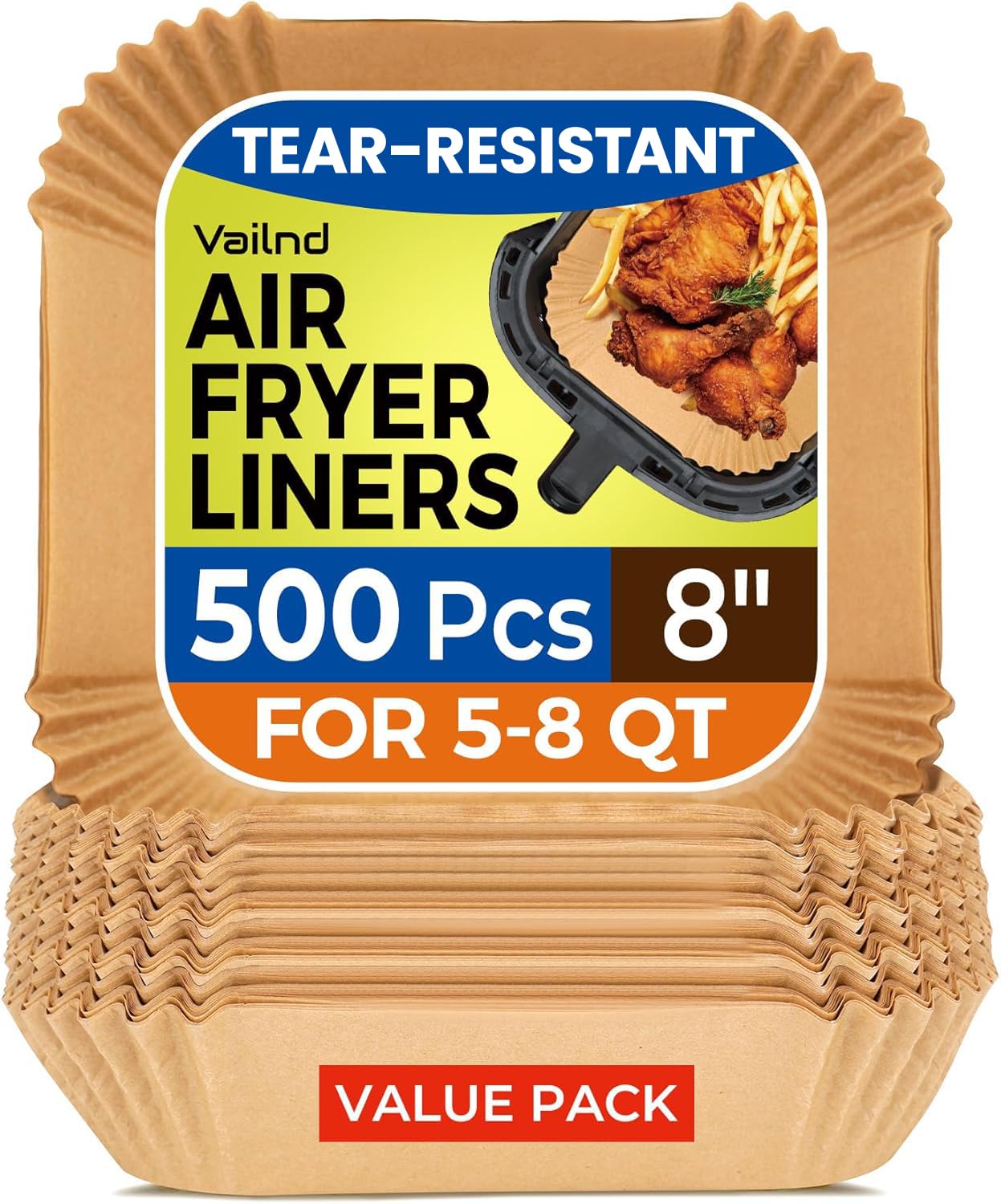 250 Pcs 9" Square Air Fryer Liners Disposable for 8-12QT, Parchment Paper