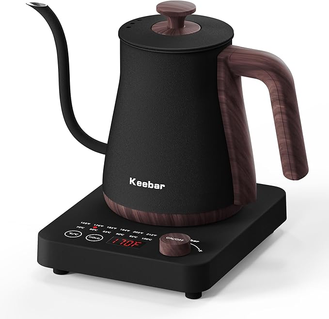 Keebar Gooseneck Electric Kettle, 0.8 L, 1000W, 6 Temp Presets, LED Display