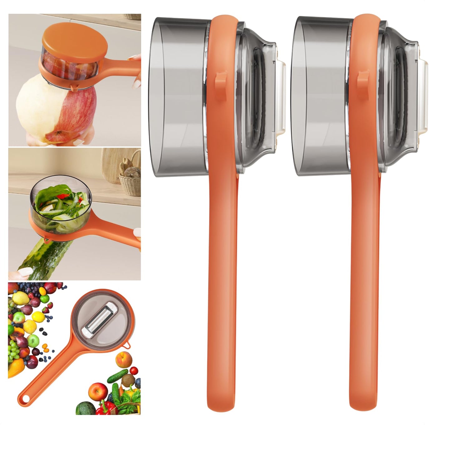 Peeling Knife With Storage Box, Fruit And Vegetable Peeler With Container, Double-Sided Stainless Steel Multi-Function Peeler For Home Kitchen (E-2pcs Green)