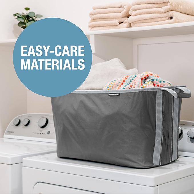 CleverMade Collapsible Laundry Basket 2 Pack – 60L (16 Gal) Foldable Clothes Hamper with Reinforced Handles, Space Saving Fabric Laundry Bin, Holds 55 lbs, Flat Folding for Dorm, Apartment & RV - Denim