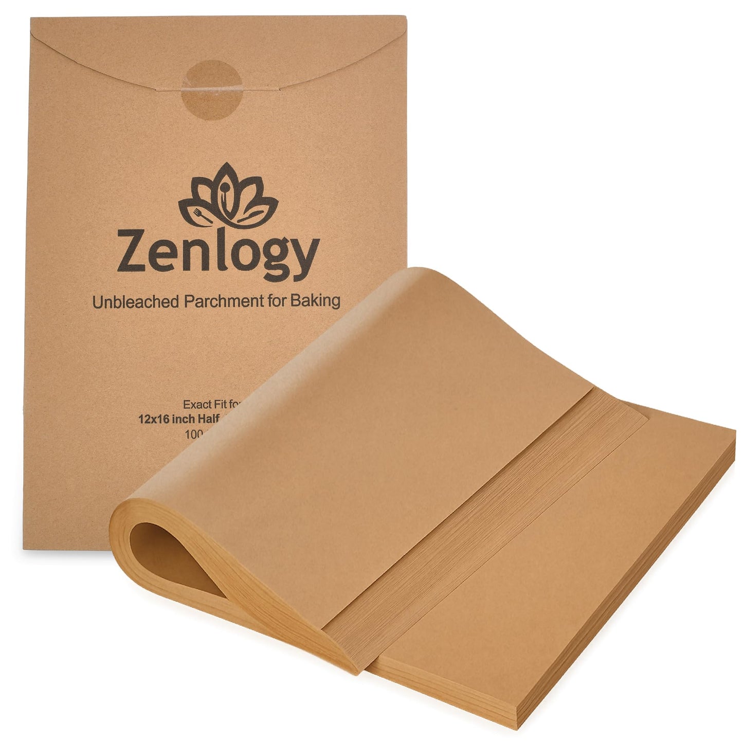Zenlogy 12x16 Parchment Paper, 500 Sheets, Pre-Cut, Fits Half Sheet Pans