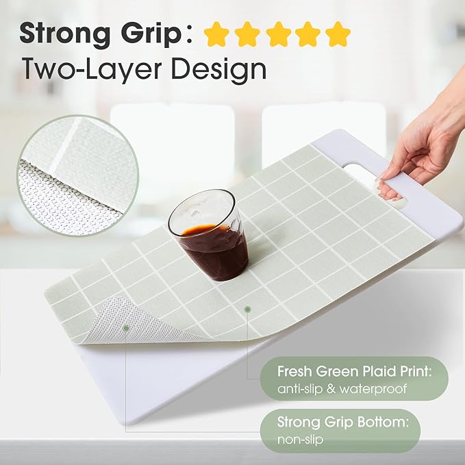 Beautysaid Shelf and Drawer Liner for Kitchen Cabinet, Non Adhesive Non Slip Shelf Paper Waterproof Washable Thickened for Dresser Pantry Shelve Bathroom Protector Liner(Light Green,23.6 in x 10 FT)