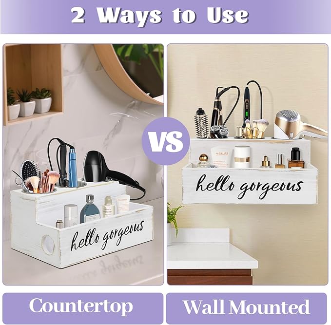 UNISTYLE Hair Dryer Holder Countertop Hair Tool Blow Dryer Holder, Hair Accessories Organizer for Bathroom Decor Supplies Storage and Vanity Caddy for Styling Accessories