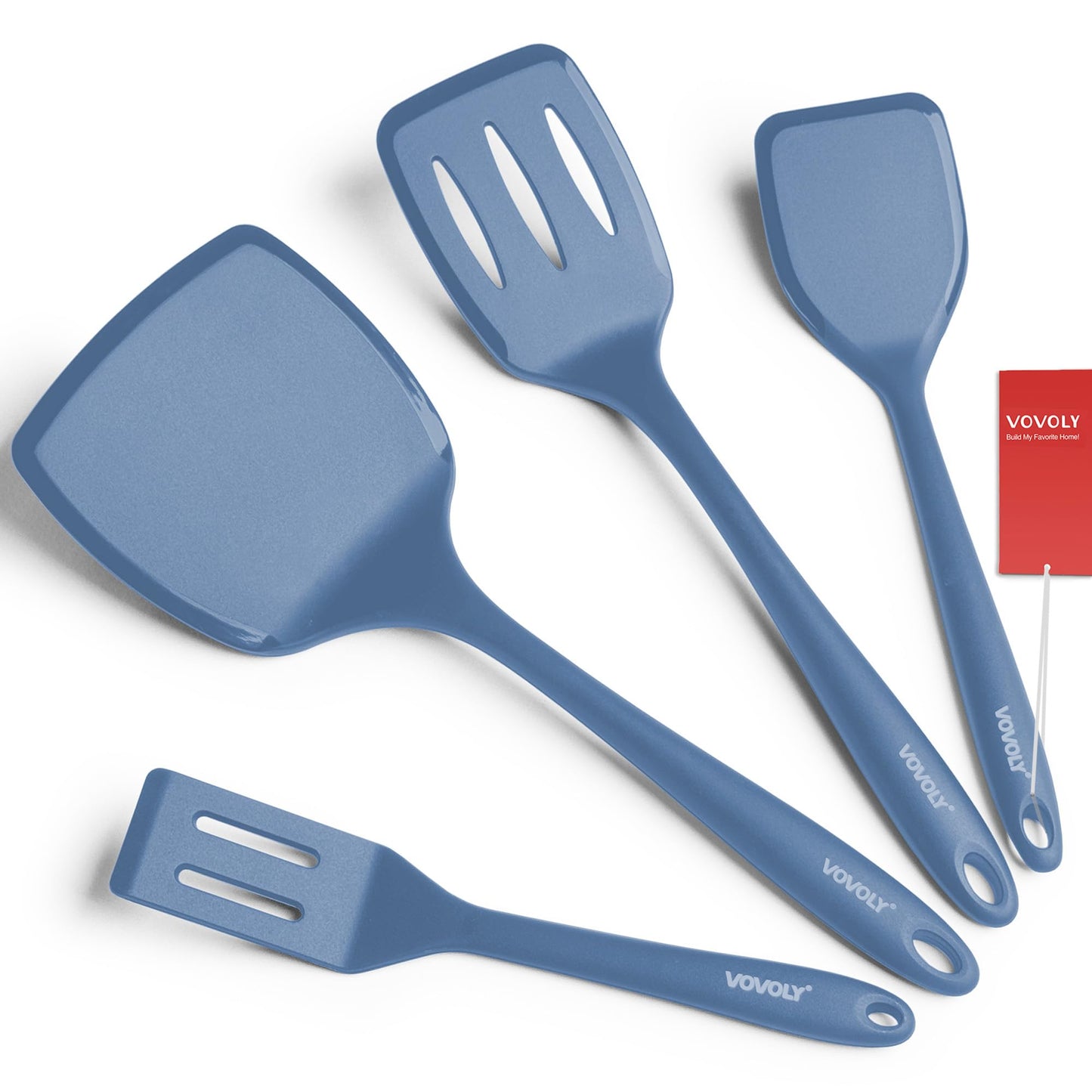 Silicone Spatula Set, 600°F Heat Resistant Silicone Spatula Turner Flipper for Cooking, Non Stick and Non Scratch Kitchen Utensils for Eggs & Pancakes, 4 Pack, Red