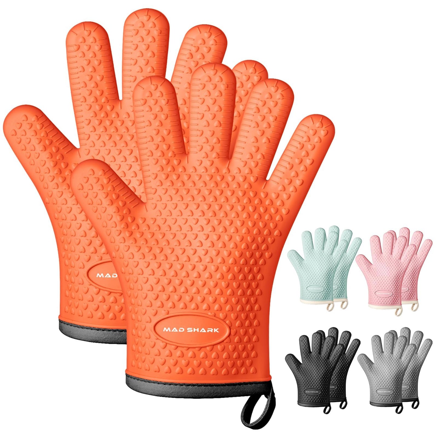 MAD SHARK Silicone Oven Mitts with Fingers Heat Resistant 450°F in Kitchen