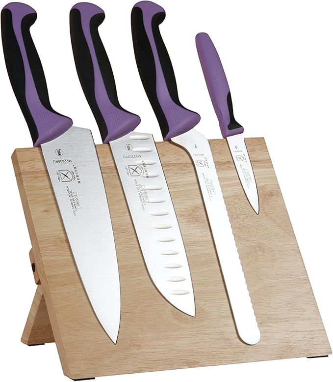 Mercer Culinary Millennia Colors 5-Piece Magnetic Board Set with Blue Handles, Bamboo, 16 x 8 x 18 inches