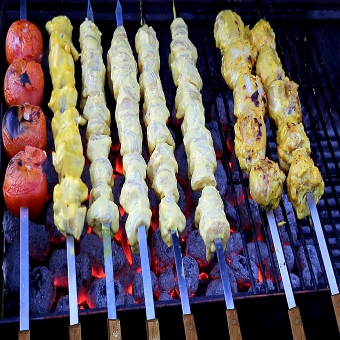 Vokop 12 Pack Kebab Skewers 22 Inch Stainless Steel Grilling Skewer