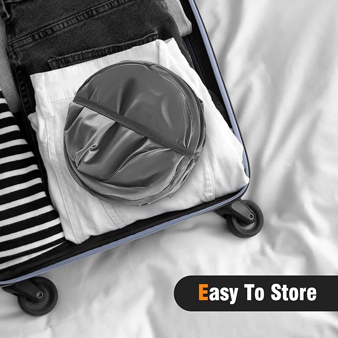TECHMILLY Pop Up Foldable Laundry Basket, Mesh Laundry Hamper with Reinforced Handles for Dirty Clothes Storage in Dorm, Laundry Room, Bathroom, Grey(Fabric), 2 Pack