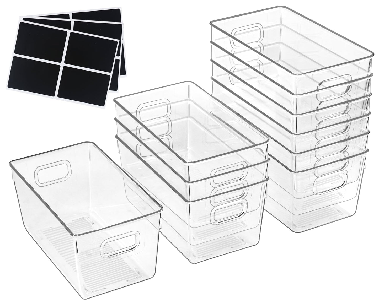 ZEXALOR 10 PACK Clear Storage Bins Clear Storage Containers for Kitchen Pantry Organization, Organizing Bins with Built in Handles, Cabinet Organizers