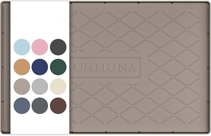 URMONA 22" x 14" Waterproof Silicone Mat in Multiple Sizes & Colors, Under Sink Mat for Kitchen & Bathroom, Pet Food Pad for Dogs & Cats, Kitchen Cabinet Liner, Multi-Purpose for Storage(Beige)
