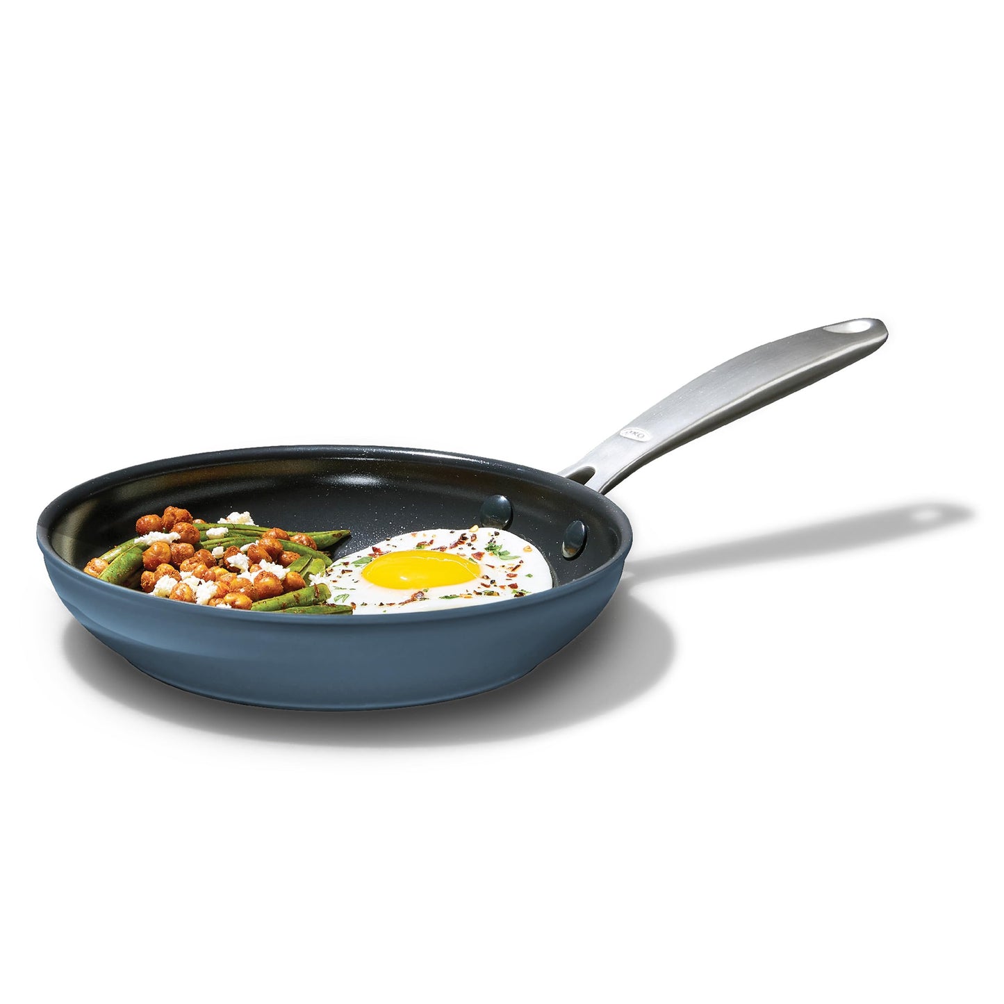 OXO Enhanced 12” Nonstick Frying Pan Skillet, Ceramic PFAS-Free Cookware, Stainless Steel Handle, Eggs & Omelets, Dishwasher & Oven Safe, Biscuit Brown