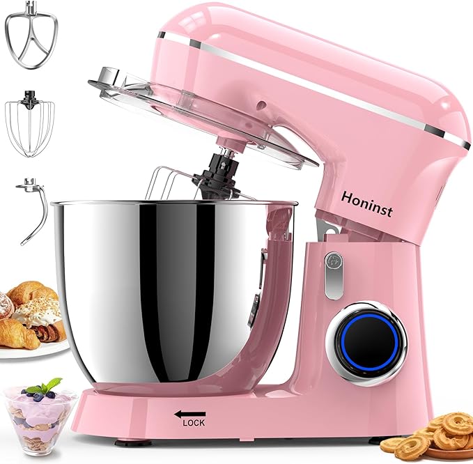 Honinst Stand Mixer, 6.5QT 10-Speed Tilt-Head 3-IN-1 Electric Food Mixer