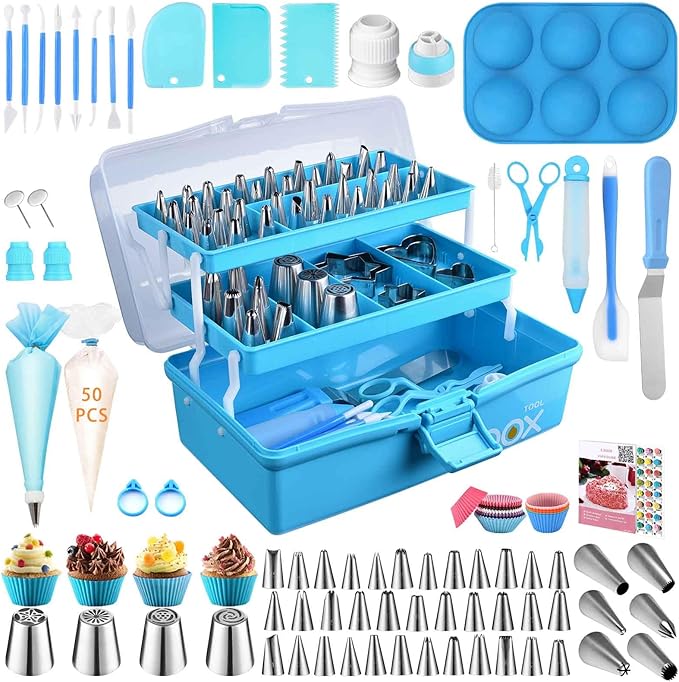 Cake Decorating Tools Supplies Kit: 164pcs Baking Accessories, Dessert Piping Syringe and Icing Tips Set - Puffs Cupcake Frosting Piping Bakery Set for Adults Beginners or Professional, Pink