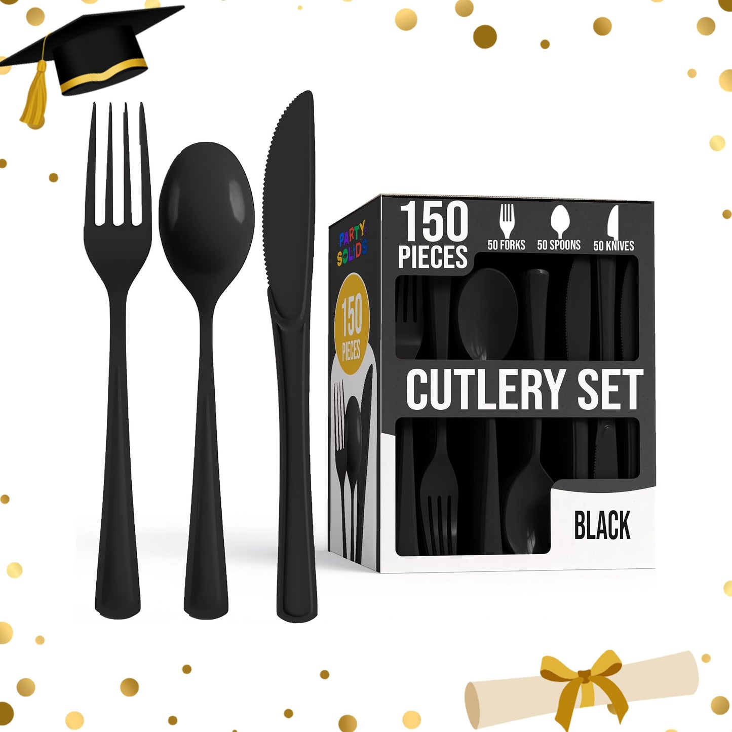 Party Solids Red Plastic Silverware 150 Pcs Red Cutlery Set