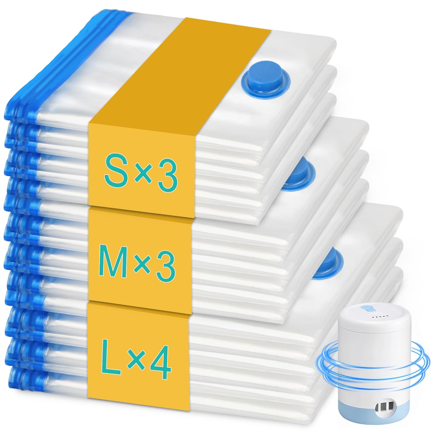 15 Pack Combo Travel Vacuum Bags with Electric Pump, Portable Storage Bags