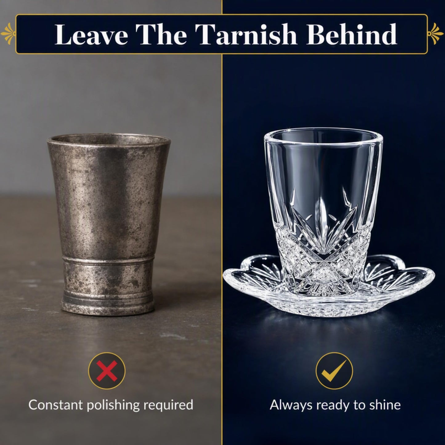 Godinger Kiddush Cup and Plate Set, Crystal Glass Kiddush Cup - Dublin Collection