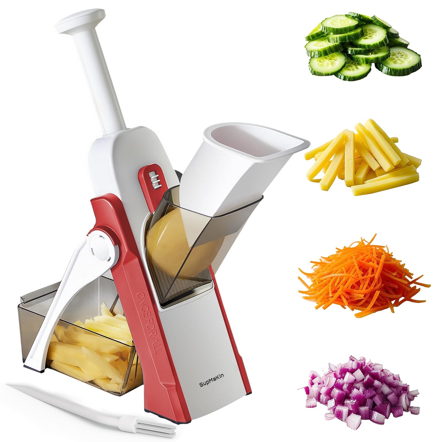 SupMaKin Safe Mandoline Slicer, Potato Slicer Maual Vegetable Chopper Adjustable Thickness Food Cutter, Kitchen Chopping Artifact for Cooking Meal Prep (Gray)