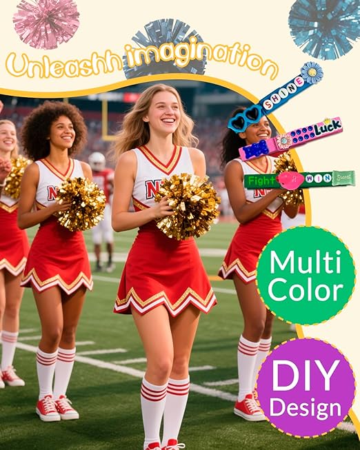 Cheer Pins Spirit Clips – 100 Pack Multicolor Wooden Clips with Mini Bows, Duck Charms & Self-Adhesive Glitter for DIY Cheer Accessories, Schoolbag Decor, Team Crafts Gifts (100 PCS Multicolored)