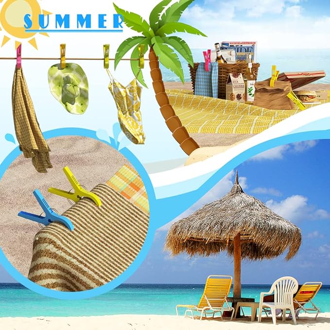 Danmu Beach Towel Clips,Beach Clips,Cruise Essentials,Towel Clips for Beach Chairs Cruise, Heavy Duty Clothes Pins-Keep Your Towel from Blowing Away, Beach Accessories for Vacation Must Haves