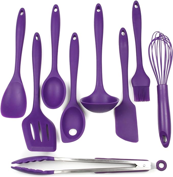 Chef Craft Premium Silicone Kitchen Tool and Utensil Set, 9 Piece, Red