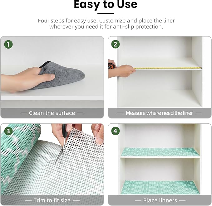 BAGAIL Drawer and Shelf Liner, 17.5 in X 10 Ft Non-Adhesive Shelf Liners for Kitchen Cabinets, Thick Strong Grip Liners for Desk, Shelves, Bathroom Drawers, Cabinet Protection - BlueQuatrefoil
